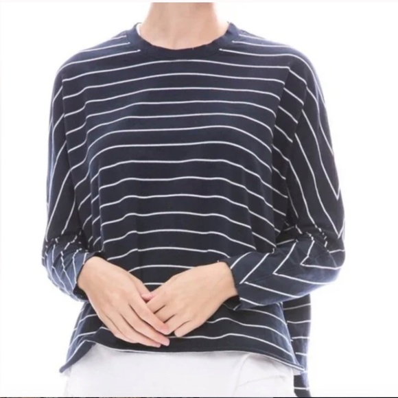 Frank & Eileen Tee Lab Oversized L/S Sweatshirt • M • British Royal Navy/White - Picture 2 of 8